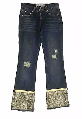 2013 Levi's 518 Jeans Super Low Boot Cut Stretch Size 5M  Homemade Design • $16
