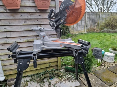 £339 • Buy AEG BPS 36V(2x18v) Cordless Mitre Saw Bare Unit With Stand, Used Good Condition