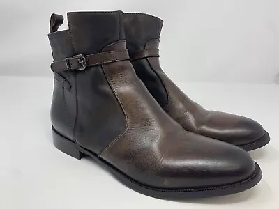 Vera Gomma Stelle Monelle Brown Leather Ankle Boots Size 39/8.5 US Made In Italy • $59.87