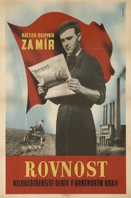 Equality Czech Republic Vintage PROPAGANDA Poster Czechoslovakia 1948 20x30 • $9.99