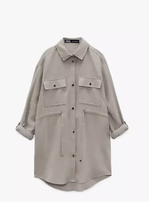 Zara NWT Flowing Relaxed Fit Overshirt Drawstring Jacket S • $9.99