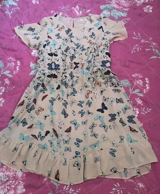 Yumi Girl Pink Butterfly Print Dress Christmas Diwali Eid Party Dresses Clothing • £9.99