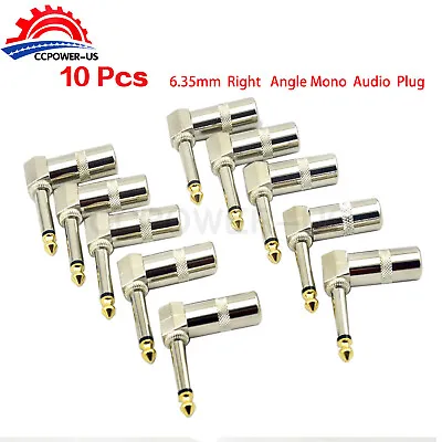 10 X 1/4  Right Angle Mono Plug Audio Cable Connector 6.35mm Jack Gold Plated • $13.01