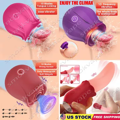 Waterproof-Clit-Licking-Vibrator-Tongue-Sucking-Nipple-licker-woman-Massager-US • $13.99