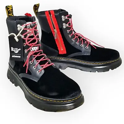 Dr Martens X Atmos Tarik Zip Boot - Black Velvet + Smooth Leather - 27406001 • $119.28