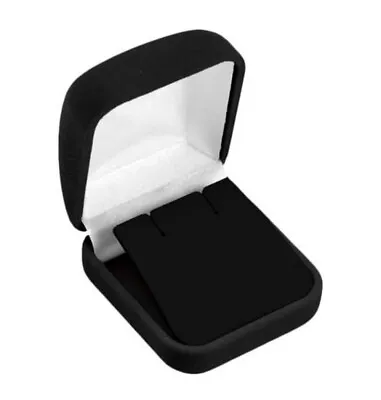 2 Earring Gift Boxes Black Velvet Flocked Jewelry Box • $8.99