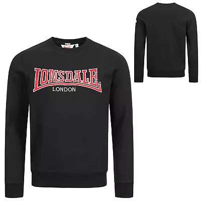 Lonsdale Classic Black Sweatshirt Sweater Embroidered Logo Slim-Fit Pullover • $74.55