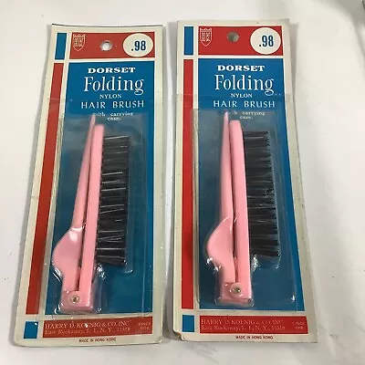 Vintage “Dorset” Folding Nylon Hair Brush Lot Of 2 NOS • $28.80