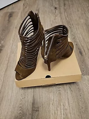 Zara Basic Collection Strappy Heels Sandals Brown Uk Size 6 • £10.99