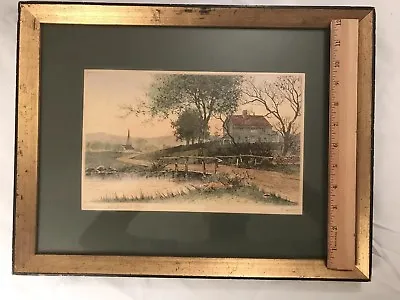 FAGIN MERCIER Print Etching American Homestead Pencil Signed 00599 - Free Ship • $39.99