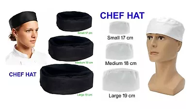 Chef Hat Round Professional Catering Food Preparation Kitchen Head Covered Black • £5.01