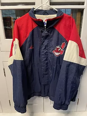 Cleveland Indians Vintage Apex One Windbreaker Jacket Size L Chief Wahoo • $78.99