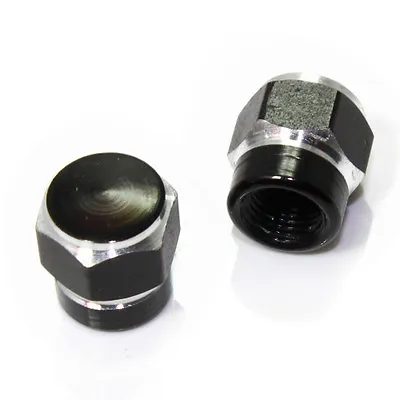 2 Black Hex Aluminum Wheel Tire Pressure Air Stem Valve Caps For Motorcycle-Bike • $6.75