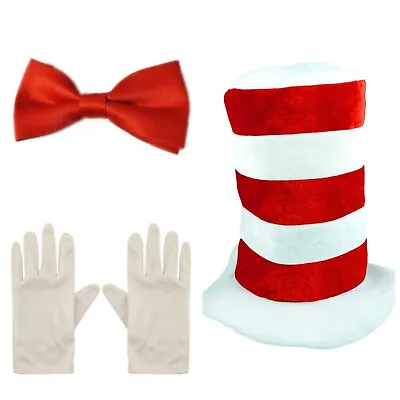 Adults Cat In The Hat Unisex World Book Day Dr Seuss Fancy Dress Costume Set • £3.49