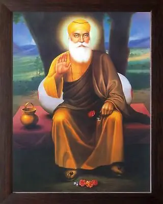 £122.30 • Buy Sikh Guru Nanak Dev Ji Giving Blessing HD Printed Picture With Wooden Frame