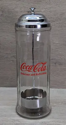 1992 Vintage Coca-Cola Diner-Style Glass Bar Straw Dispenser Holder Collectible • $16.50