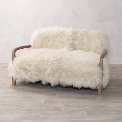Yeti Sofa 2 Seater Neutral Sheepskin Oak Frame Scandi Seating • £1475