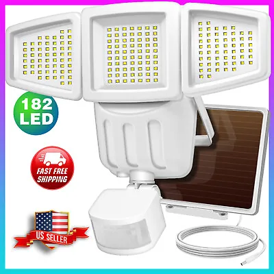 182 LED Solar Security Light Outdoor Waterproof Motion Sensor Wall Lamp White • $29.99