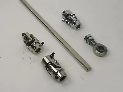 Mustang II POWER 3 U Joint 36  Polished Coated Steel Steering Shaft Support Kit • $139.95