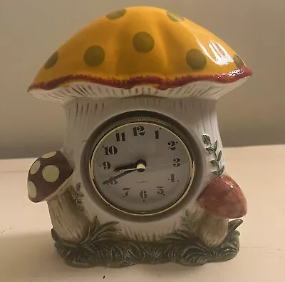 Vintage Sears Merry Mushroom Ceramic Desk Wall Clock 1978 Works Rare • $240