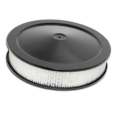 14 Inch Black Round Air Cleaner Set Recessed Base For 5-1/8 Inch Carburetor Neck • $40.02