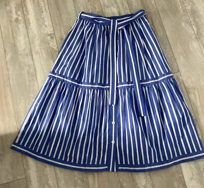 J Crew Size 0 Skirt Blue White Stripes Spring Summer Lined • $11