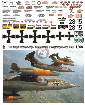 Peddinghaus 1/48 German F-104G Starfighter Markings From JaboG 34 Memmingen 1240 • $17.21
