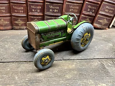 Vintage Mettoy Playthings Tinplate Green Toy Tractor 1950s - NO KEY • £10