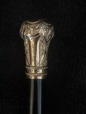 ANTIQUE GERMAN Engraved Metal Walking Cane~ Gold PL/German Hancock English Club • $499.99