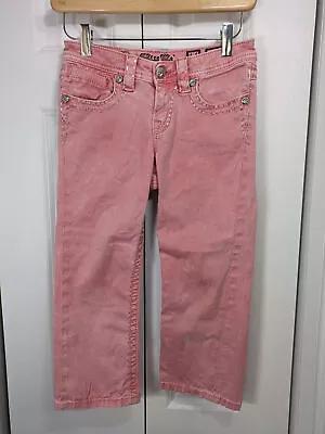 Miss Me Girls Juniors Size 14 Cropped Coral Pink Jeans Cargo CK4019P2 • $30