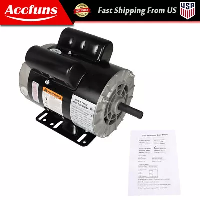 Compressor Duty Electric Motor 3 HP 3450 RPM 56 Frame 1 Phase 115/230 Volts New • $135.99