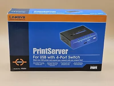 Cisco Linksys PrintServer For USB W/ 4-Port Switch PSUS4 Network Ethernet NEW • $15.99