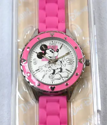 Disney MICKEY MOUSE Large Face BRIGHT PINK WATCH BNIP • $26.99