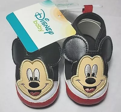 Disney Baby Mickey Mouse Infant Slip-on Shoes Red Black • $13.49