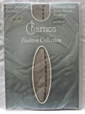 Charnos Diamond Back Seam Sheer Stockings Quick Silver One Size • £5