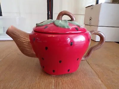 Vintage Red Strawberry Shaped Ceramic Tea Pot • $24.99