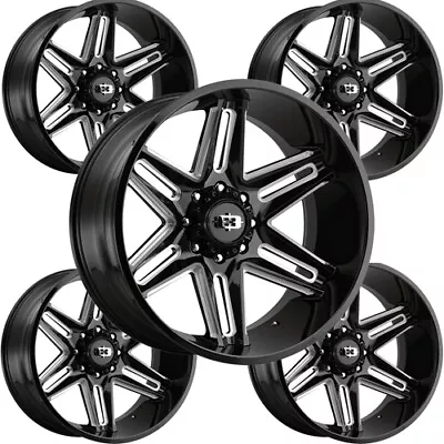 (Set Of 5) Vision 363 Razor 20x10 5x5  -25mm Black/Milled Wheels Rims 20  Inch • $1129.95