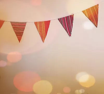 🌈 BUNTING Shabby Chic Reds FABRIC Handmade Garden Party Decorations FREEPOST • £6.99