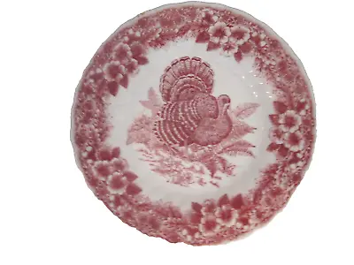 Queen's Myott Factory Archive Lunch Plate Red 8  Thanksgiving Turkey • $7.95