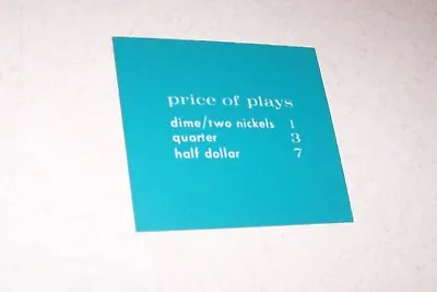 NEW NOS AMI Continental I Lyric PRICE OF PLAY CARD Display Rowe AQUA #5 Jukebox • $14.95