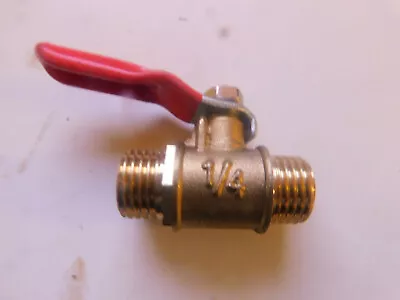 £4.60 • Buy In-line Brass Ball Valve - 1/4  Male BSP To 1/4 BSP Male