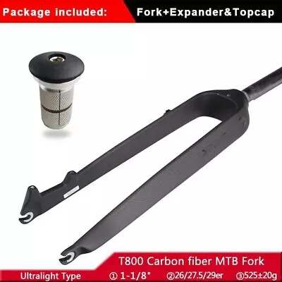 TOSEEK 1-1/8  Full Carbon MTB Rigid Fork Disc Brake 26/27.5/29  Straight Tube • $89.99