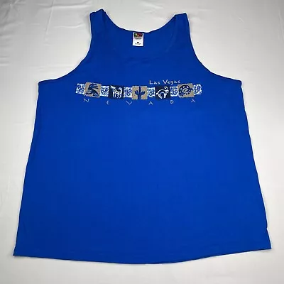 Las Vegas Tank Top Men XL Vintage 90s 00s Tee Graphic T Shirt Blue Nevada Sierra • $7.99