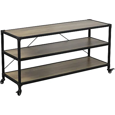 EHemco Rustic TV Stand And Entertainment Center With Shelves And Wheels (5446) • $128.99