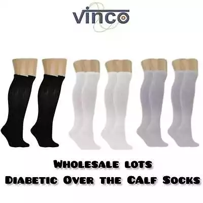 5-100 Dozens Wholesale Bulk Lots Men's Diabetic Over The Calf Socks 10-13 13-16 • $240.88