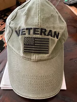 Military Veteran Vet Hat Cap Strap Back Green American Flag Army Mens OSFA • $10