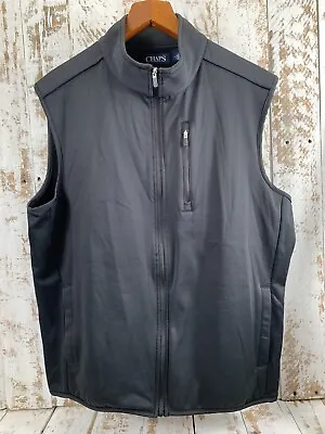Chaps Vest Mens Large Black Fleece Lined Microfiber Soft Shell Zip Jacket Hiking • $14.44