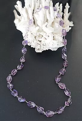 Vintage DANA KATHRYN XL Amethyst 12-20mm Faceted Nugget Beads Necklace 28  • $256