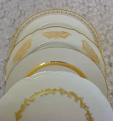 Vintage Mismatched China Dessert Plates (4) Gold's Gold Bands 7 1/2  To 7 3/4  • $19.99