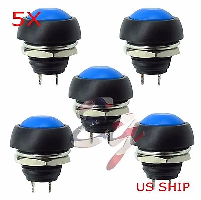 Blue 5 Pcs M4 12mm Waterproof Momentary ON/OFF Push Button Round SPST Switch • $5.95